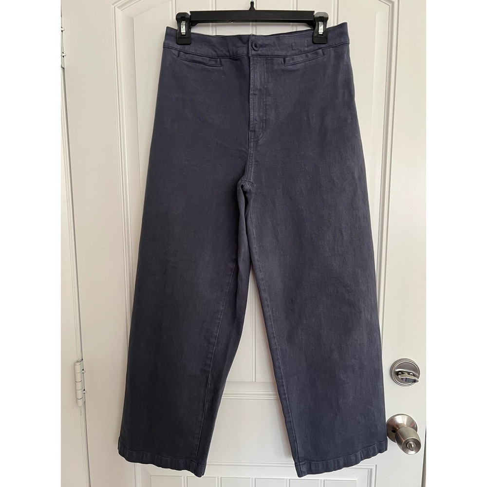 Madewell Women's Dark Blue Gray Emmett Wide Leg Crop Twill Relaxed Pants Size 28